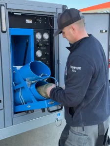 Arctic breathing air compressors for firefighters