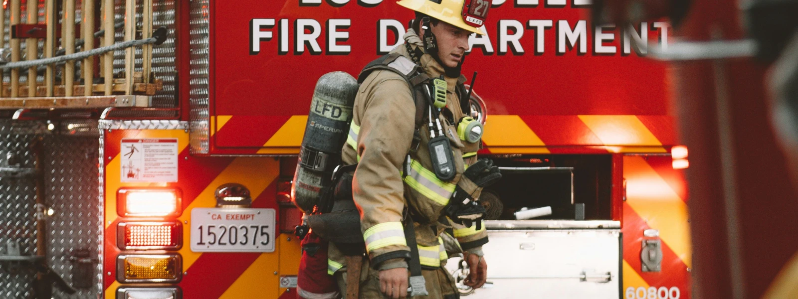 Firefighter standing by Arctic Compressor